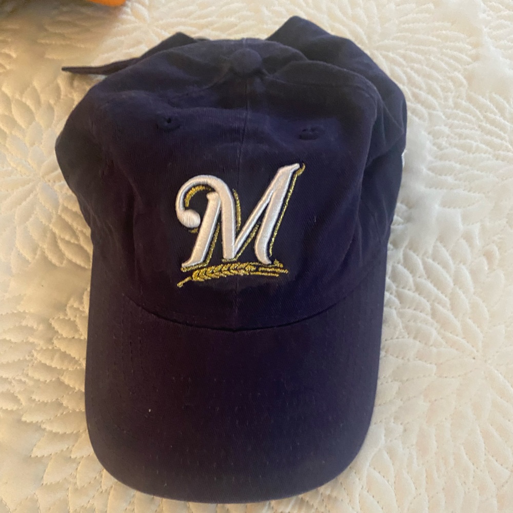 New Era Dark Blue Cap with Embroidered M Logo Milwaukee Brewers
